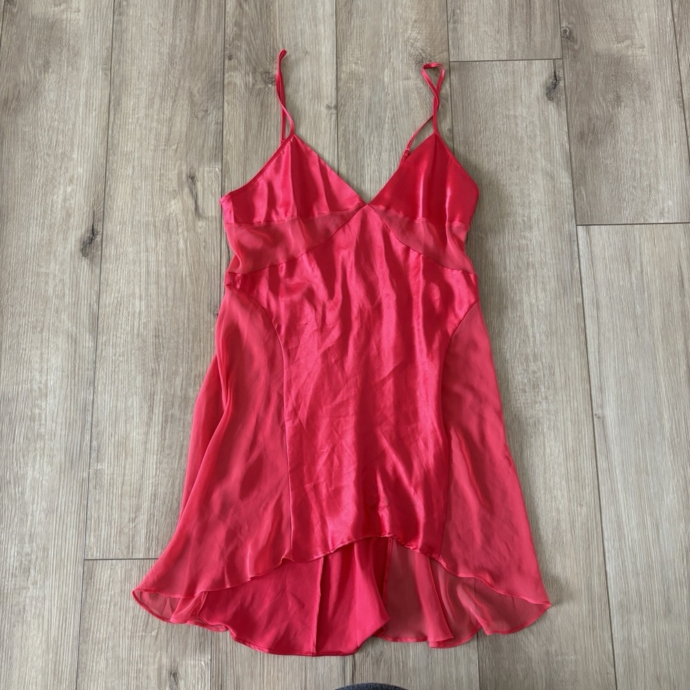 Victoria's Secret Red Satin Lace Nighty Babydoll Lingerie Dress Large Medium